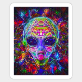 psychedelic neon alien Sticker